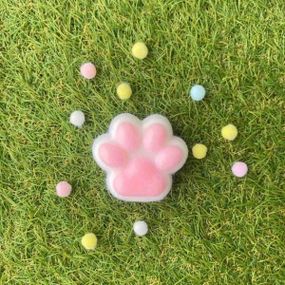 Сквиш таба лапка антистресс 6см Белая с розовым