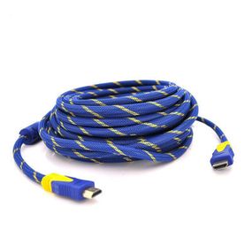 Кабель мультимедийный HDMI M to HDMI M 10.0m V1.4 blue/gold Merlion (YT-HDMI(M)/(M)NY/BL-10m)