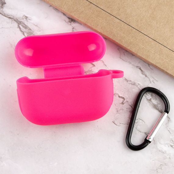 Силиконовый футляр New с карабином для наушников Airpods Pro Розовый / Barbie pink | Зображення 2