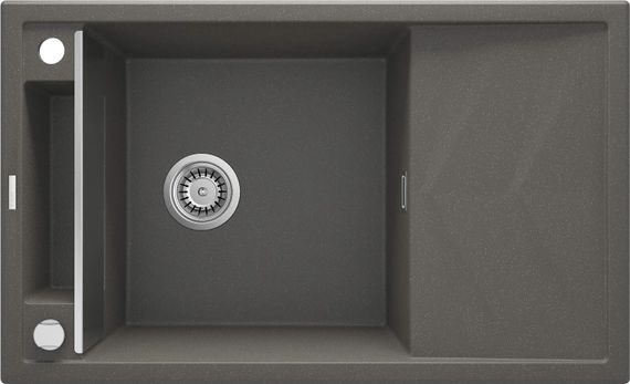 Мийка кухонна Deante Magnetic, граніт, прямокут., з крилом, 820х500х219мм, чаша - 1, накладна, антрацит (ZRM_T113)