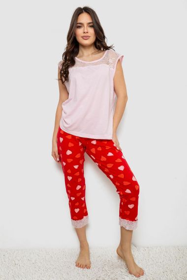 Пижама женская с принтом  -уценка, цвет розовый, 243R1602-010-U-27