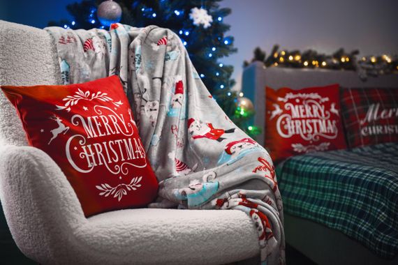 Плед Ardesto Flannel Рождественские котики ART0120PB 160х200 см бежевый | Зображення 3