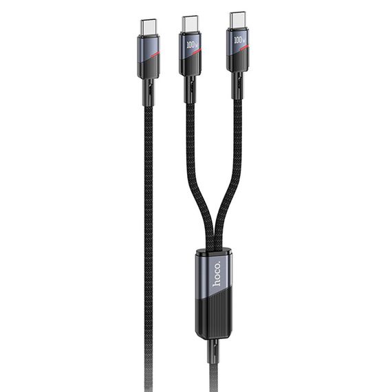 Дата кабель Hoco U139 2in1 Type-C to Type-C/Type-C 100W (1.2m) Black