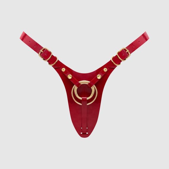 Трусики для страпона Strap-On-Me Leatherette Harness Fabulous - One Size - Red Glossy Sex Aura