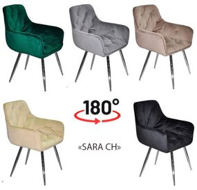 Крісло Sara CH поворотне на 180° на хромованих металевих ногах, оббивка велюр