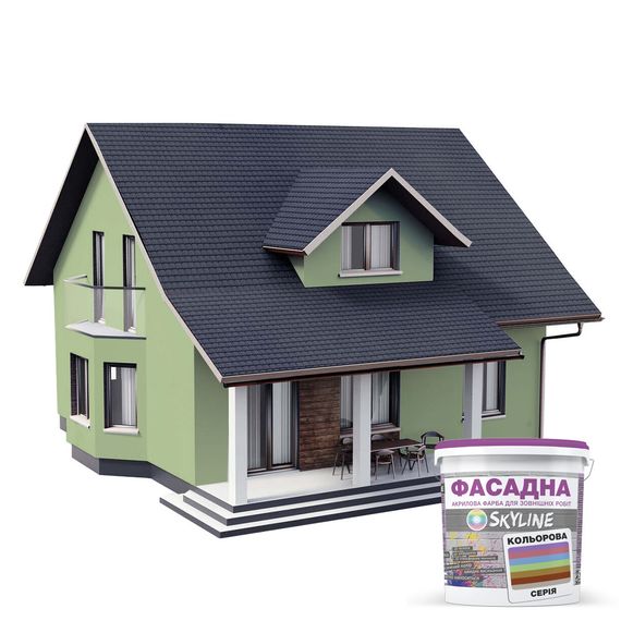 Краска Акрил-латексная Фасадная Skyline 2020-G60Y Фисташка 3л | Зображення 2