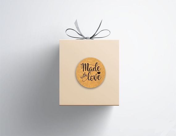 Этикетка наклейка круглая крафт "Made with love 01", Диаметр 50 мм, 250 шт/рулон, Viskom | Зображення 2