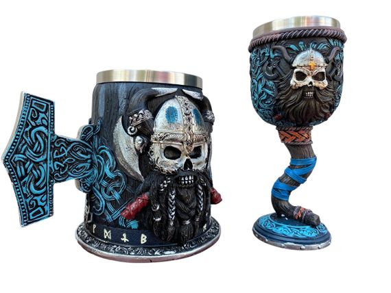 Подарунковий набір Кухоль і Келих 3D Бородастий Вікінг Молот Тора | Зображення 1
