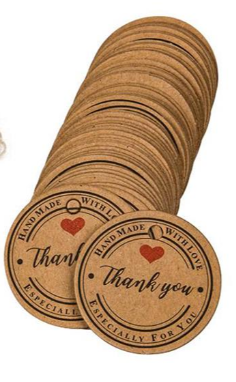 Бирка "Hand made with love" red heart  Thank you (100 шт) + веревочка | Зображення 1