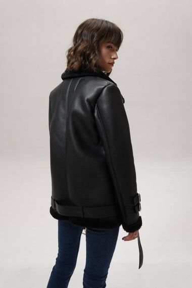 Дубленка Авиатор женская, эко-кожа, 70 см XL | Зображення 5