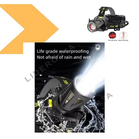 Налобний ліхтар H610 WHITE LASER LED PM50-TG з руховим датчиком, 3x18650, Power Bank, ЗУ Type-C (47130-H610_628) | Зображення 4