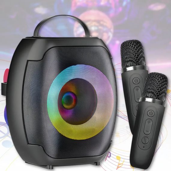 Портативна Bluetooth колонка 4" з двома бездротовими мікрофонами ZQS-W4107 8W | Зображення 6