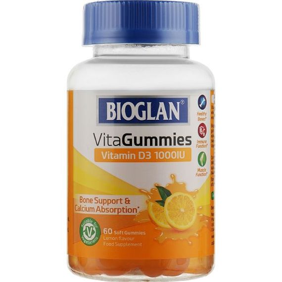 Витамин D Bioglan VitaGummies Vitamin D3 1000 IU 60 Gummies Lemon