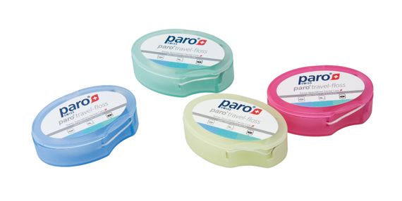 Зубна нитка дорожна paro® TRAVEL-FLOSS, вощена, з м’ятою, 5 м, салатовий | Зображення 1