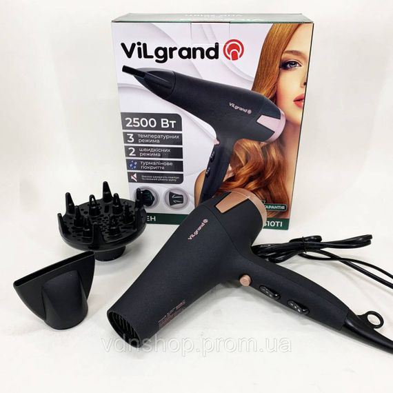 Мощный универсальный фен Vilgrand VHD 2610TI 2500 Вт, Фен для объемной укладки для дома и салона TF-26 | Зображення 3