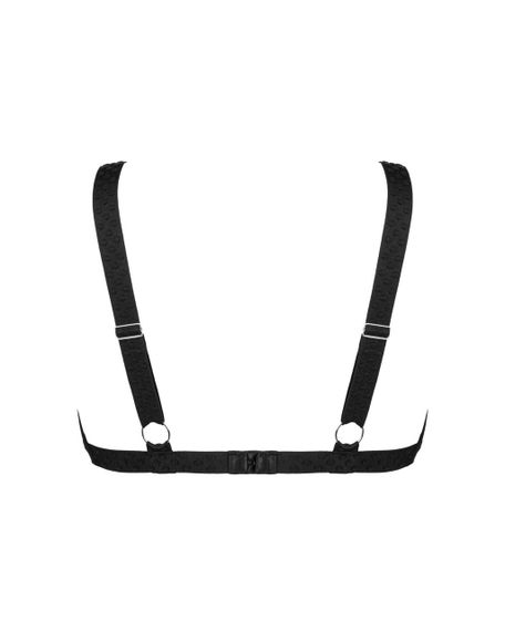 Мереживний бюстгальтер із трикутною чашкою Obsessive Estiqua bra XS/S, чорний, широкі лямки | Зображення 3