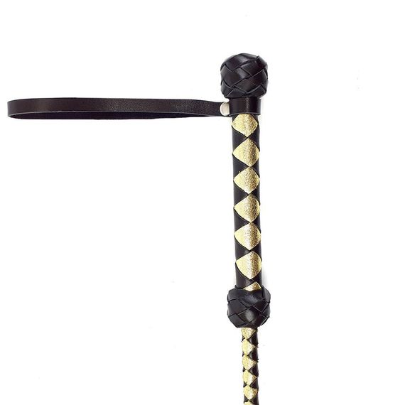 Стек классический, натуральная кожа 75 см, черно-золотой | Зображення 2