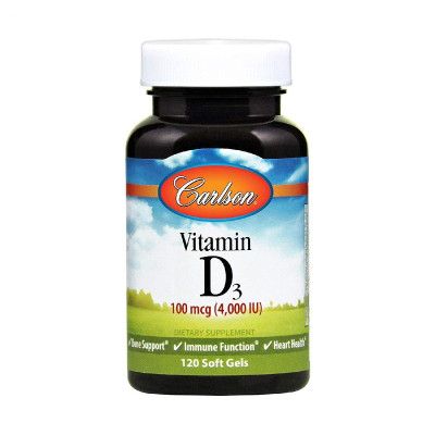 Витаминно-минеральный комплекс Carlson Витамин D3, 4000 МЕ, Vitamin D3, 120 желатиновых капсул (CL1431)