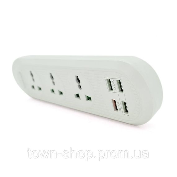 Сетевой фильтр ТВ-Т16, 3 розетки + 4 USB, 2 м, сечение 3х0,75мм, 3000W, White, Box | Зображення 1