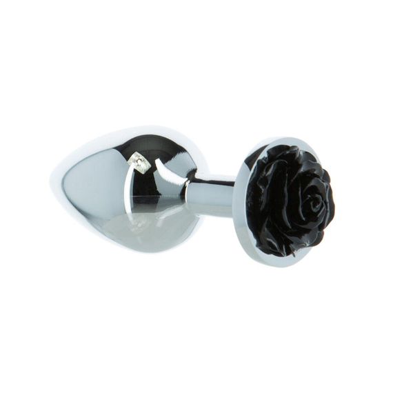 Металлическая анальная пробка Lux Active с розой - Rose Anal Plug - Black, вибропуля в подарок | Зображення 1