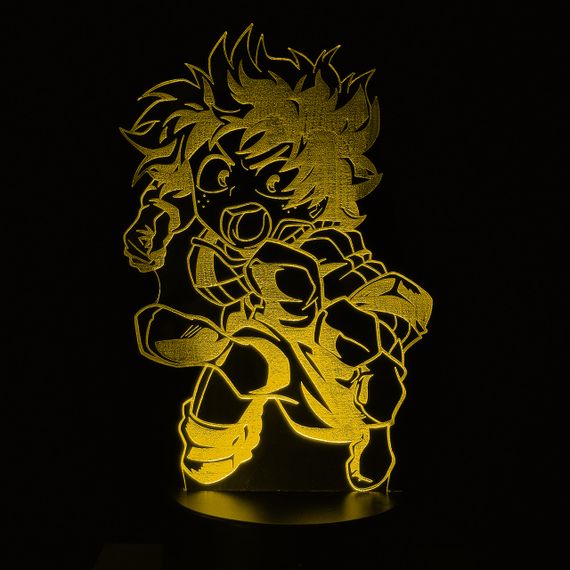 Акриловый светильник-ночник Изуку Мидория 2 желтый tty-n000243