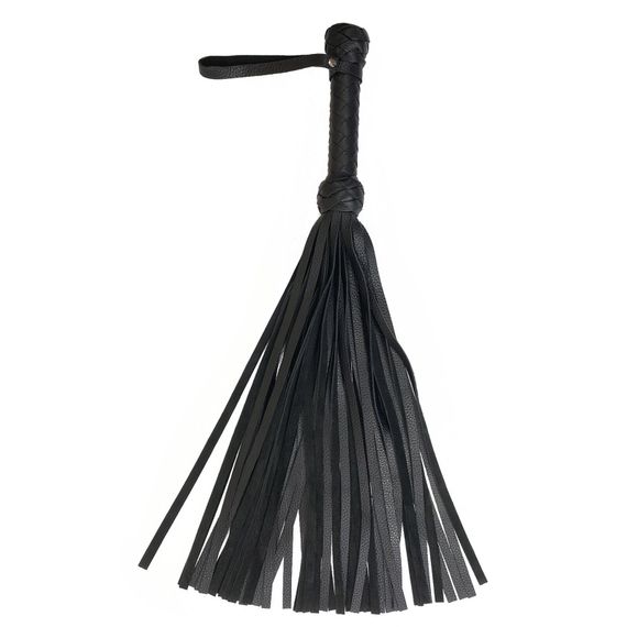 Флоггер класичний з натуральної шкіри 50 хвостів, по 50 см, рукоятка 20 см Art of Sex Flogger , Чорний | Зображення 1