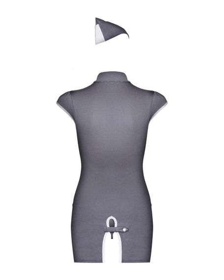 Еротичний костюм стюардеси Obsessive Stewardess 3 pcs costume grey L/XL, сірий, сукня, стрінги, піло sexstyle | Зображення 5