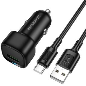 АЗП Borofone BZ34 Cloud QC3.0 (1USB-A) + кабель USB to Type-C Black
