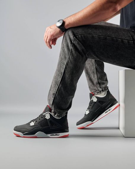 Кросівки зимові чоловічі Air Jordan 4 Retro Fleece Termo Black Red , В'єтнам 44 28.5 см | Зображення 4