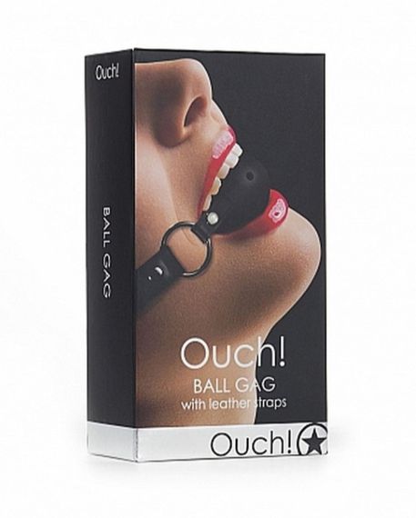Кляп - Ouch! Ball Gag With Leather Straps Black | Зображення 1