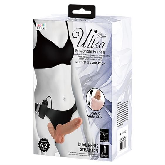 Страпон - Ultra Vibrating Dual Penis Strap On 6.2" Sex Aura | Зображення 1