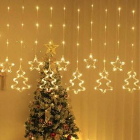 Гірлянда штора зірки та ялинки 10шт USB Тепле світло
