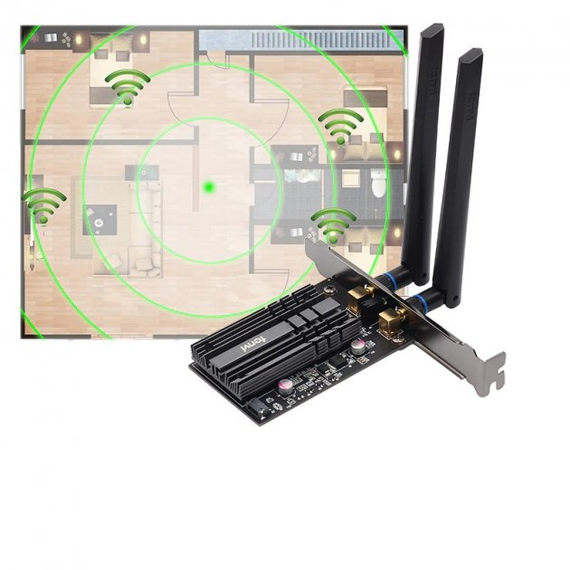 Wi-Fi адаптер FENVI Intel AX3000 PCI-e 2.4Gbps 802.11ax Bluetooth 5.0 дводіапазонний 2.4 Ghz + 5 Ghz з радіатором (sv0039) | Зображення 4