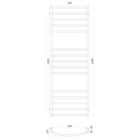 Рушникосушарка UNIO LDE ER 1500-500-15 Драбинка Дуга Еліт (21435) | Зображення 1