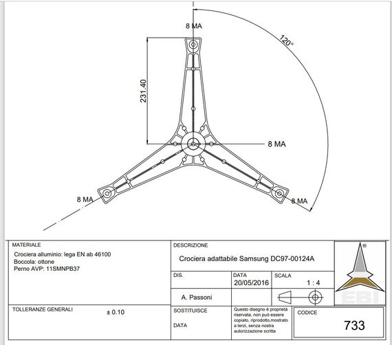 Крестовина барабана Samsung DC97-00124A EBI Италия | Зображення 3