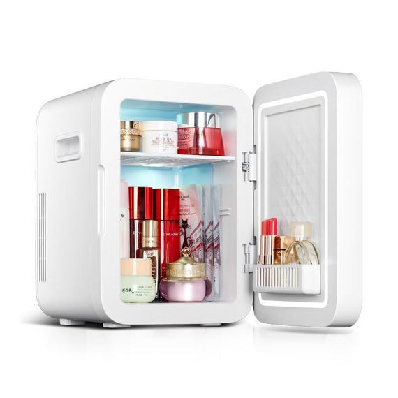 Портативний холодильник К10 з дзеркалом і підсвічуванням (100-240v) White | Зображення 1