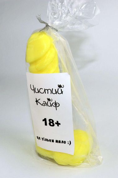 Крафтове мило-член із присоскою Чистий Кайф Yellow size L, натуральне Sex Aura | Зображення 2