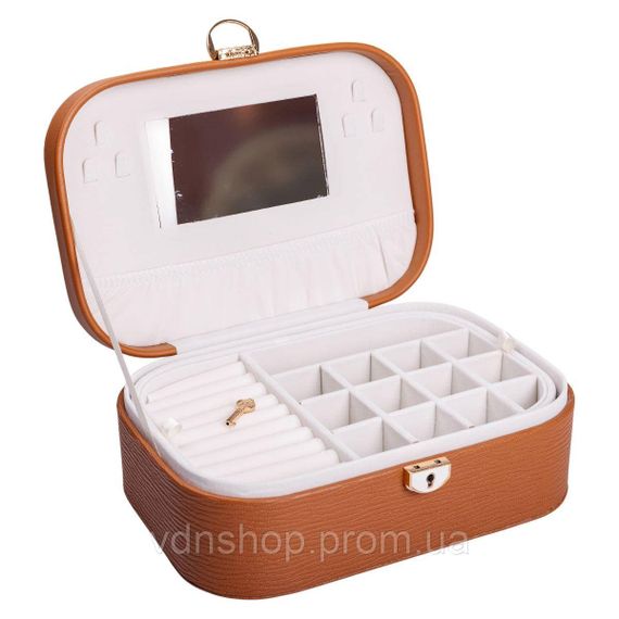 Скринька для прикрас з еко шкіри 2 яруси із замком органайзер для ювелірних виробів HP-5-1BR | Зображення 1
