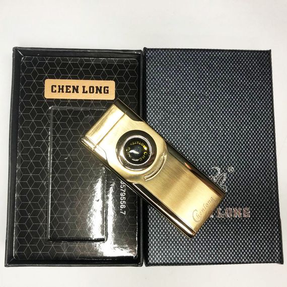 Турбо запальничка CHEN LONG у подарунковій упаковці, включається поворотом коліщатка. Колір: золотий | Зображення 2
