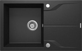 Мийка кухонна Deante Andante, граніт, прямокутник, з крилом, 780х490х194мм, чаша - 1, накладна, металічний графіт (ZQN_G113)