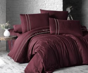 Постільна білизна First Choice Deluxe Satin 200х220 Stripe Style Dark Red