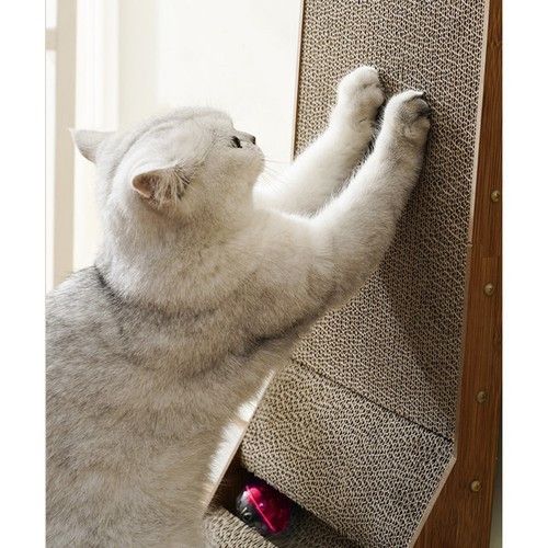 😺 Угловая когтеточка для котов Purlov 22008 — 2 в 1: лежанка и вертикальная когтеточка с игрушкой! | Зображення 4