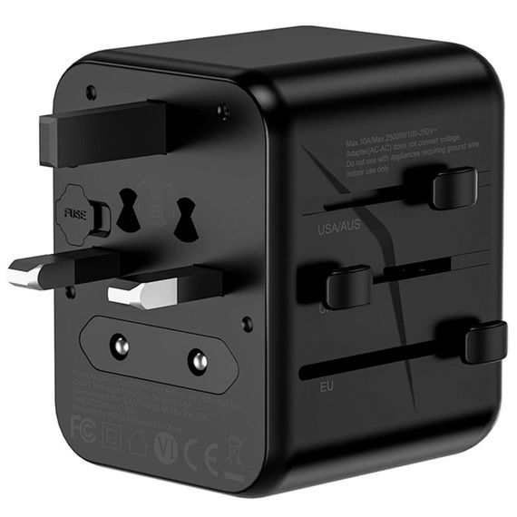 Мережевий універсальний перехідник WIWU UA012 Warrior 12W + 1USB-A/1C Black | Зображення 4