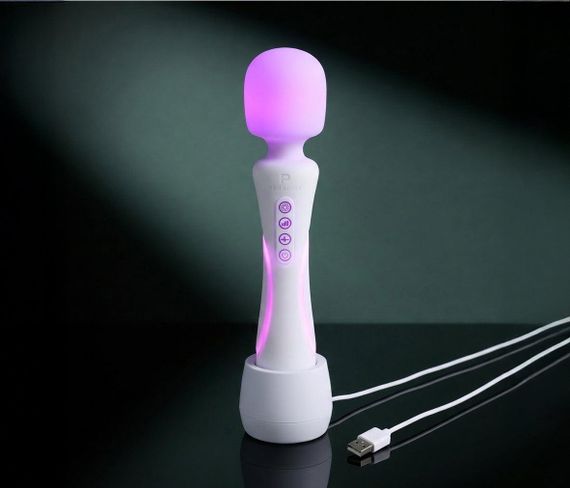 Микрофон с вибрацией, RGB-подсветкой и приложением Illumination The Wand, белый, 24,8 × 5,1 см Sex Aura | Зображення 3