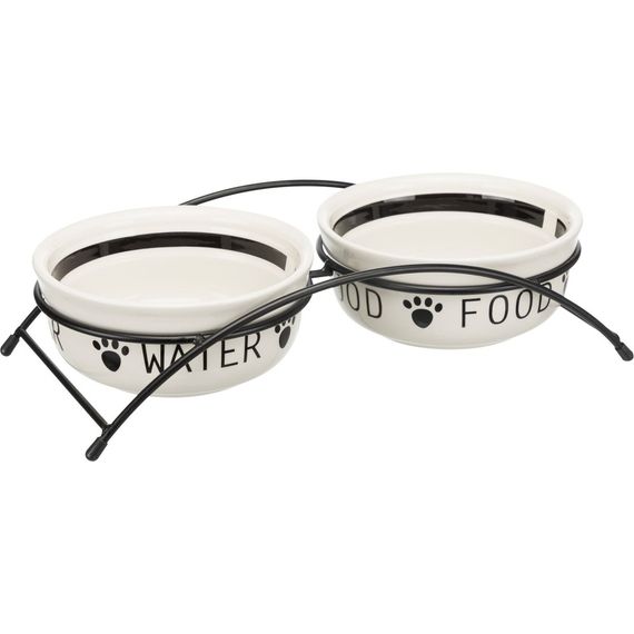 Миски Trixie для собак Eat on Feet подвійні на металевій підставці біла/чорна керамічні 2x600 мл/15 см | Зображення 2