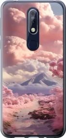 Чохол на Nokia 7.1 Рожеві хмари із силікону FCh_006619