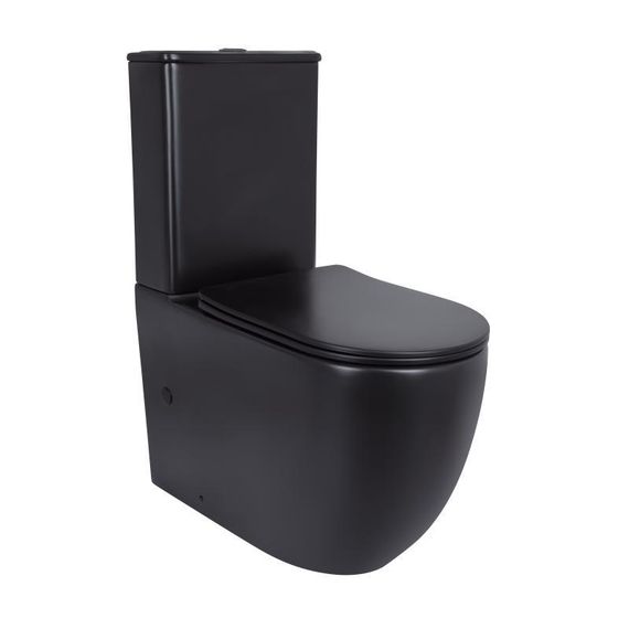 Унітаз підлоговий Qtap Robin Ultra Quiet безобідковий із сидінням Soft-Close MATT BLACK QT13226083AMB