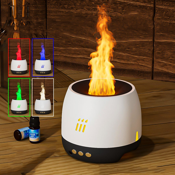 Зволожувач повітря SV RGB Trident з імітацією полум'я, Білий