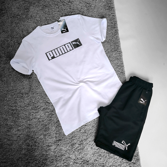 Чоловічий комплект Puma (футболка біла + шорти) | Зображення 2