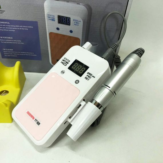 Портативний фрезер для нігтів Nail Drill YT-928 акумуляторний з індикатором заряду на 35 000 оборотів. Колір: білий | Зображення 7